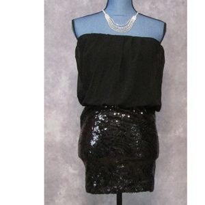 NWT Seductions Black w/ Sequins Strapless Dress S